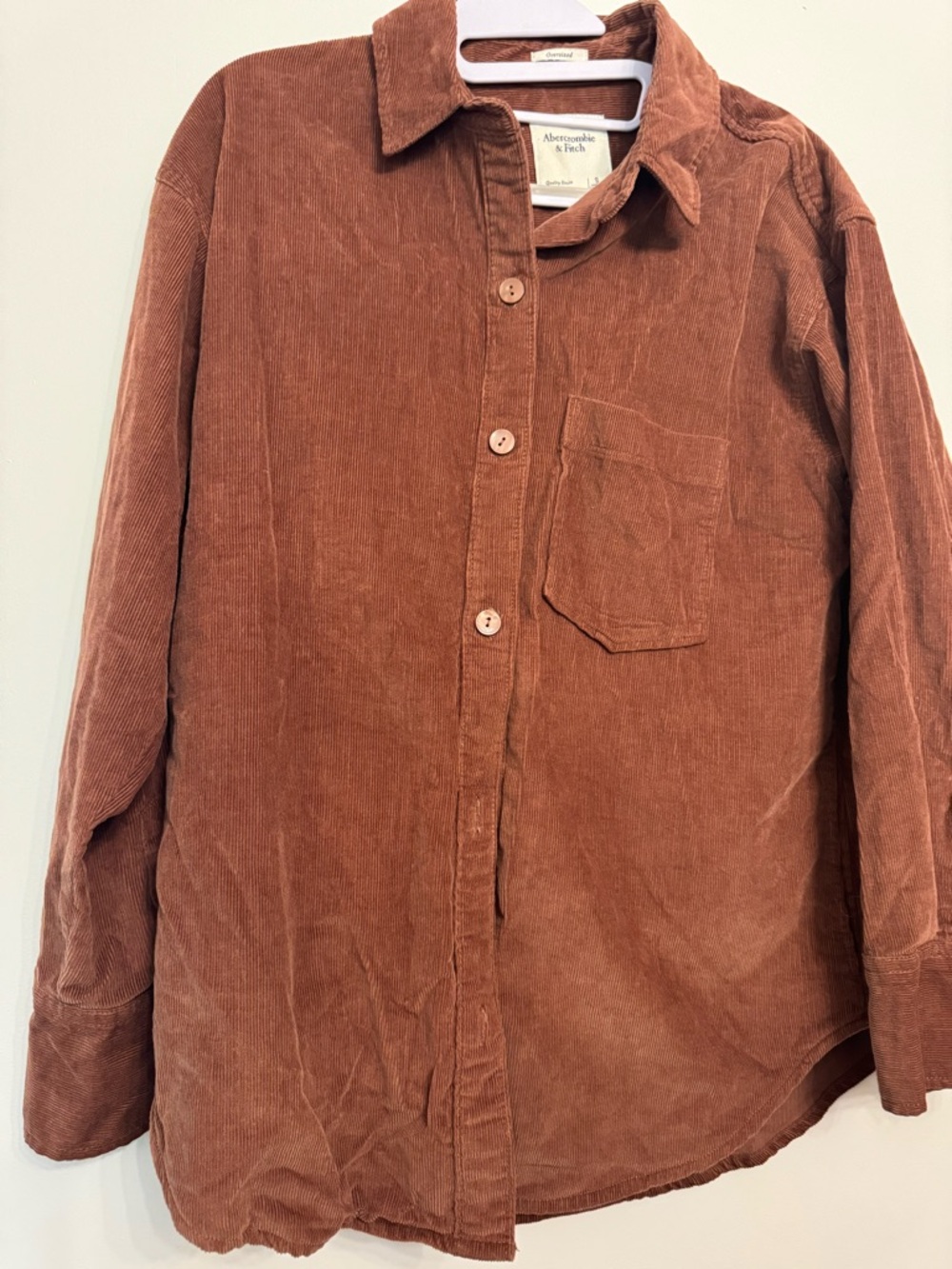 Abercrombie & Fitch Rust Corduroy Button-Up Shirt size small